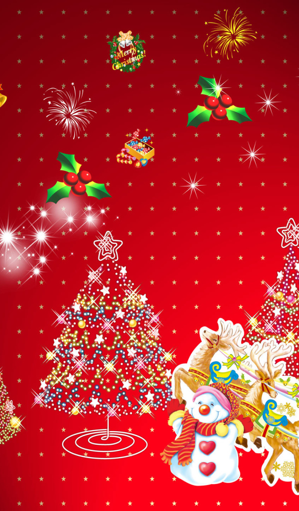 Весёлая картинка в красных цветах на рождество