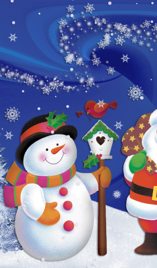 Смешные Дед Мороз и снеговик на рождество