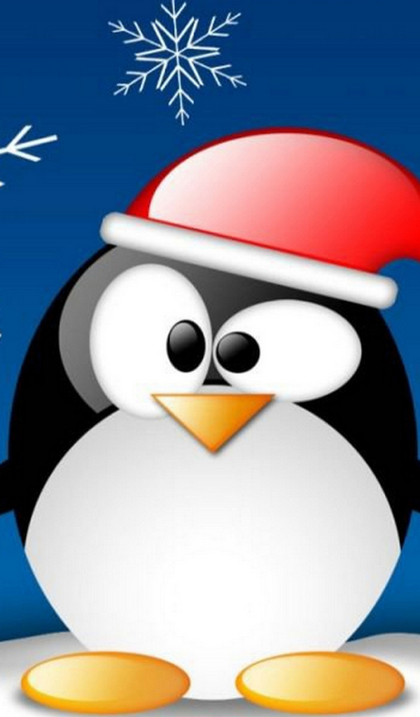 Смешной пингвин на рождество