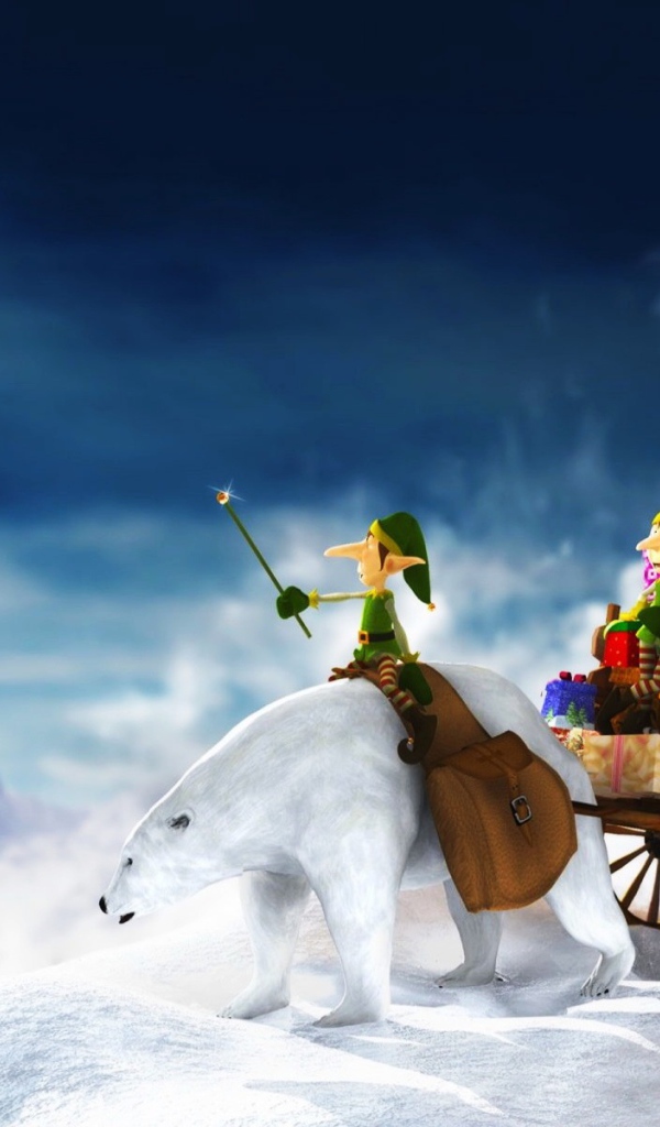 Гномы на белом медведе на рождество