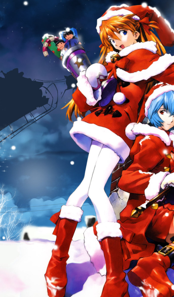 Картинка в стиле аниме на рождество