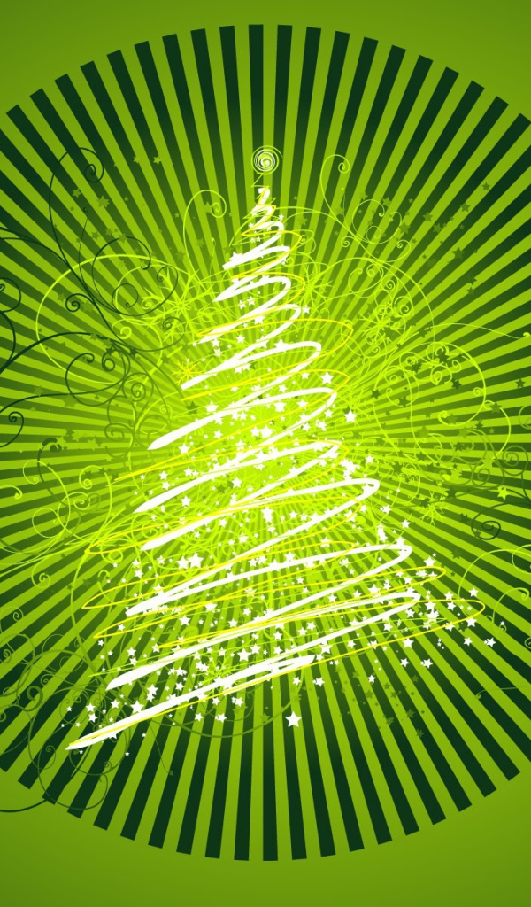 Картинка с ёлкой в зелёных тонах на рождество