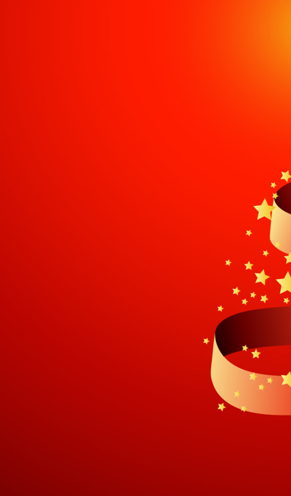 Ribbon as a Christmas tree on red background on Christmas