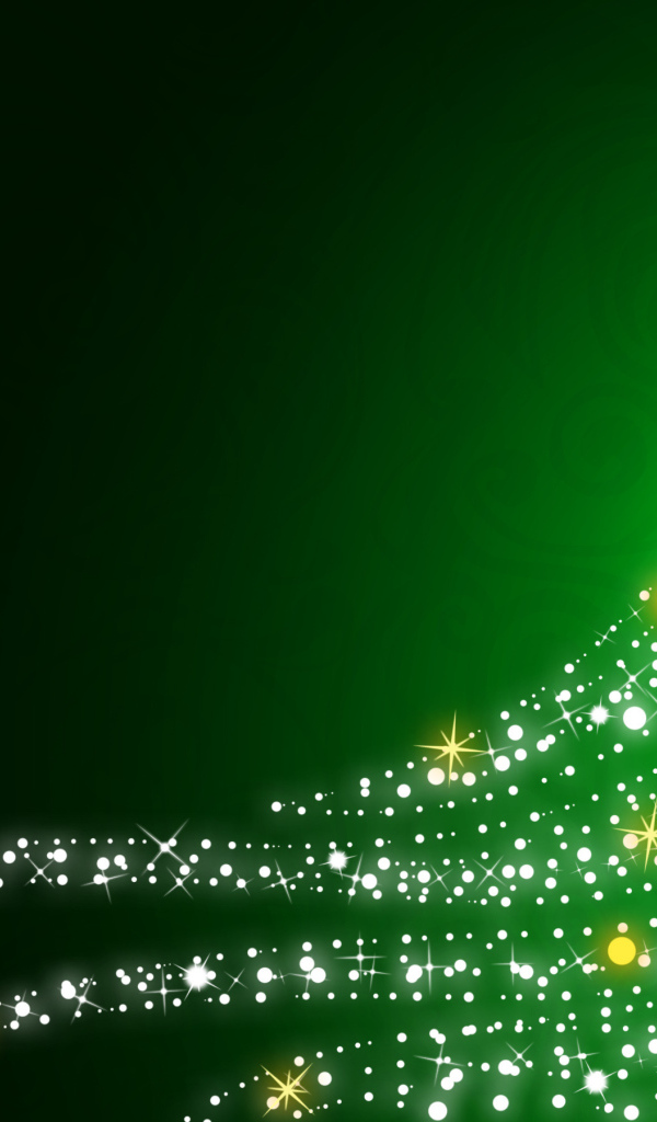 Мерцающая ёлка на рождество, зелёный фон