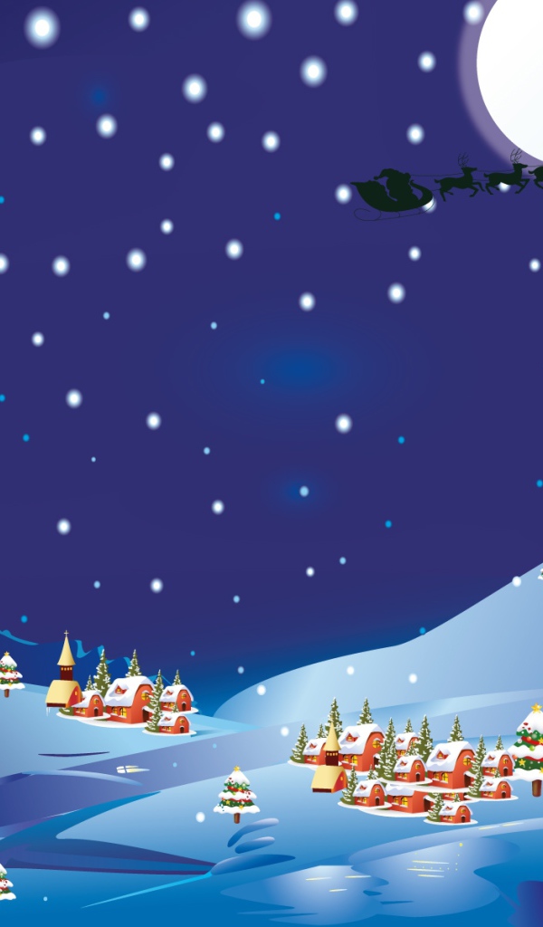 Снеговик смотрит на упряжку с оленями на рождество