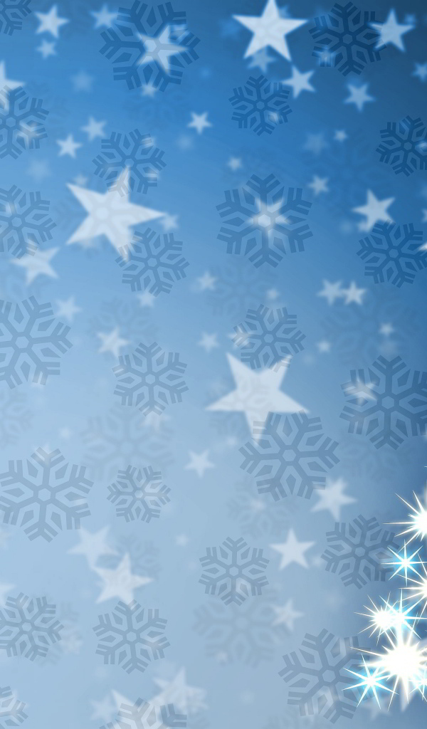 Звёзды в форме ёлки на фоне снежинок на рождество