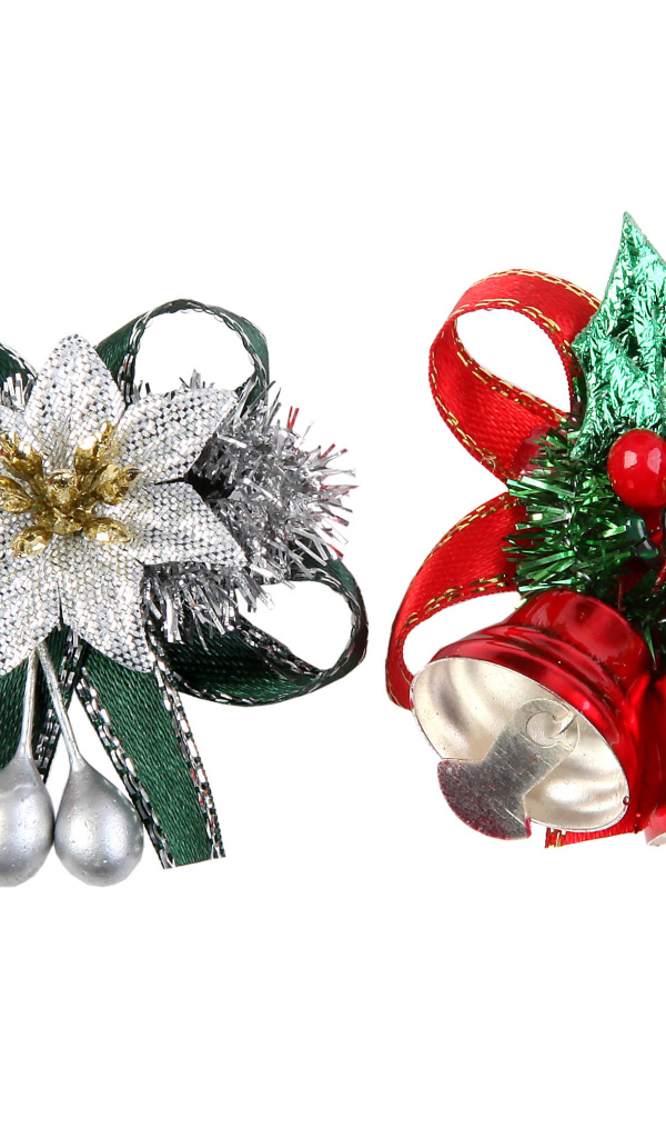 Разные декорации на белом фоне на рождество