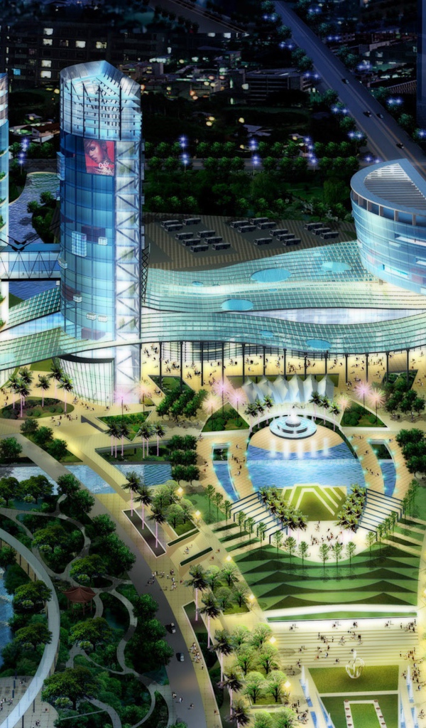 Архитектурный ансамбль с небоскребом