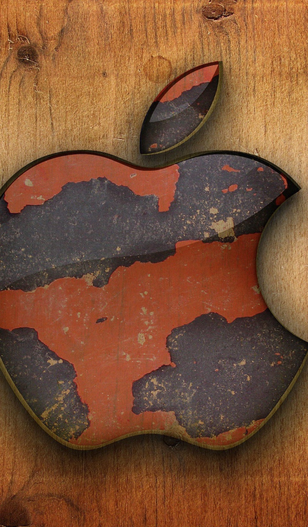 Apple на деревянном фоне