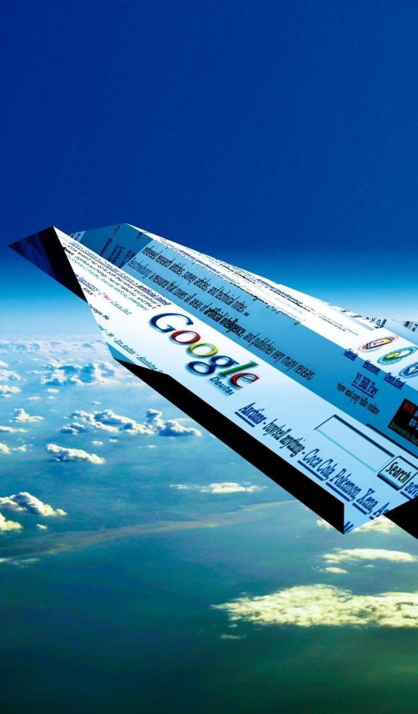 Paper airplane with Google