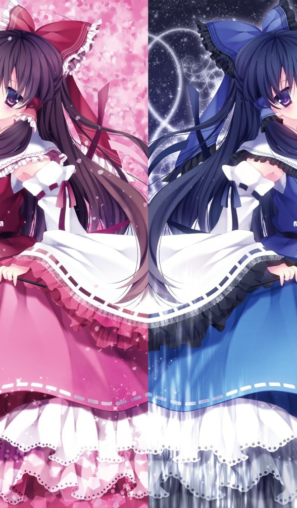 Девочки в розовом и синем платье