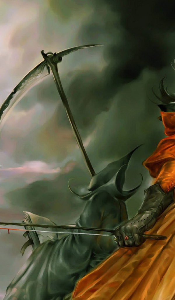 Смерть с косой и девушка со скрипкой