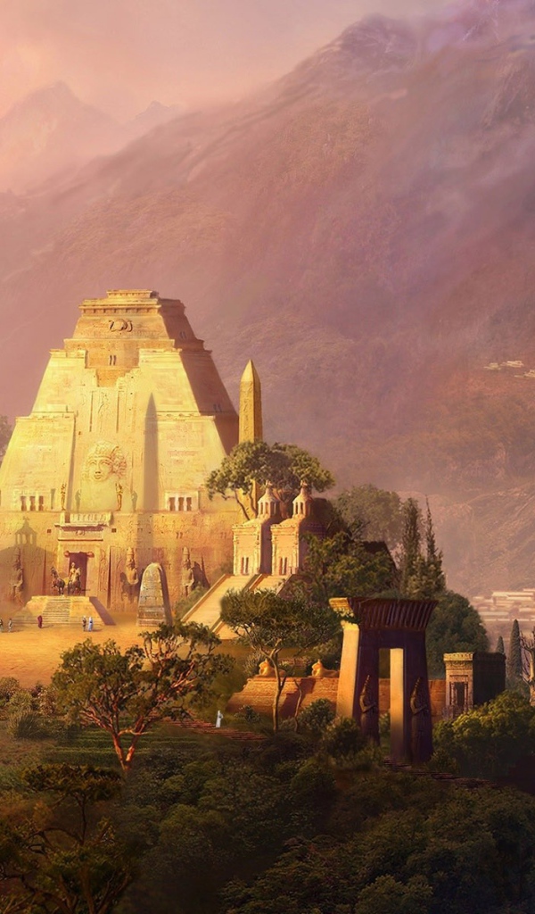 Фантастический пейзаж с храмами