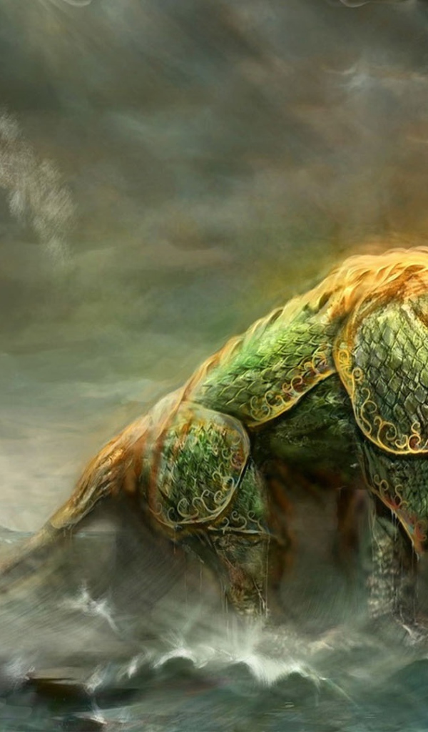 Фантазия Чудовище выходит из воды