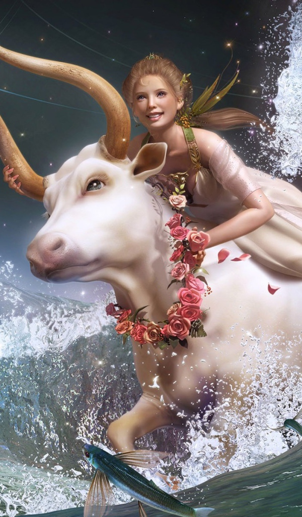 Девушка на белой корове