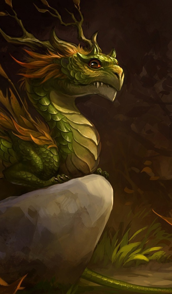 Дракон с листьями