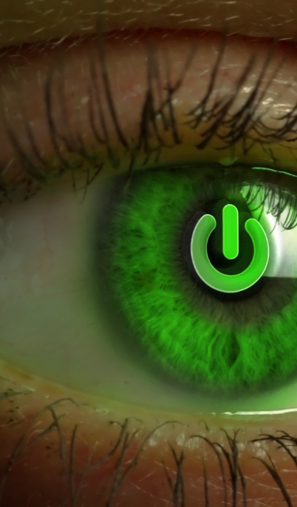 Зеленый глаз со знаком включить