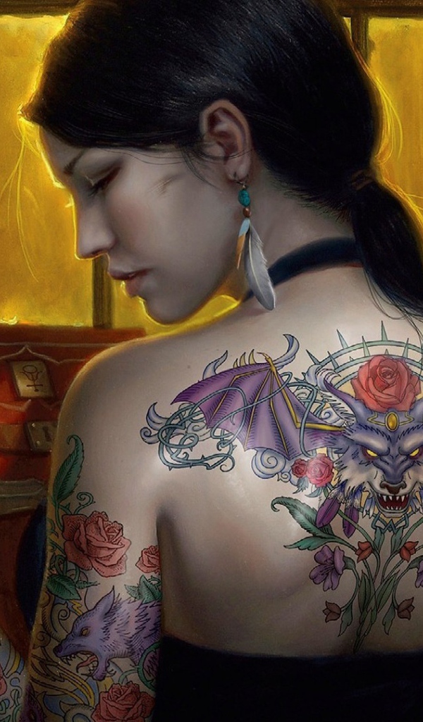 Девушка в тату с книгой