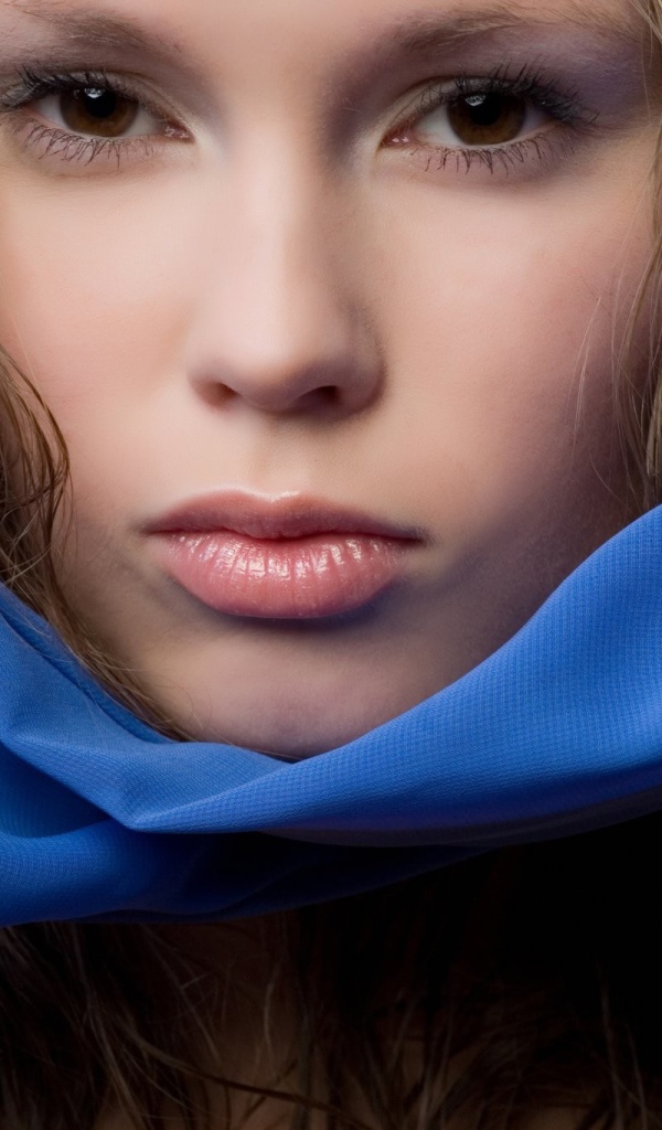 Портрет девушки в синем платке