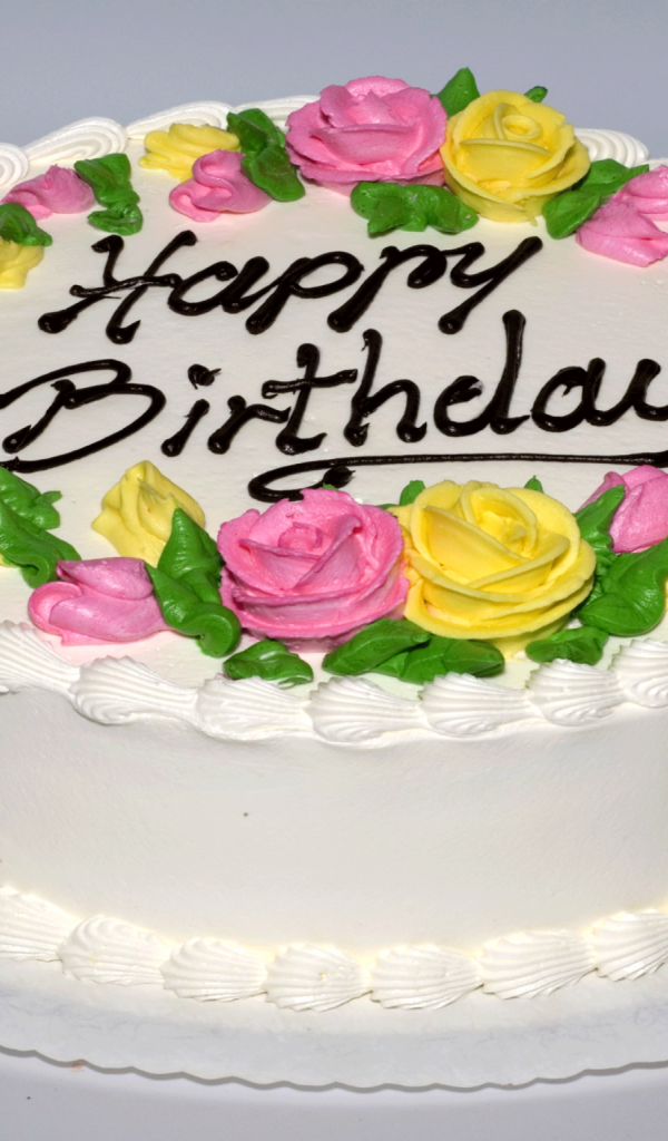  Красивый торт ко дню рождения с розами