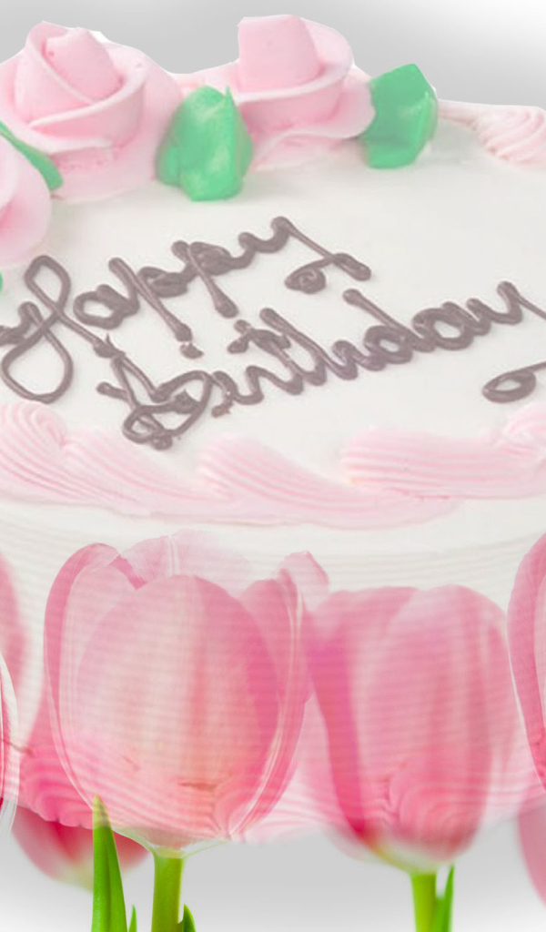 Торт с тюльпанами на день рождения
