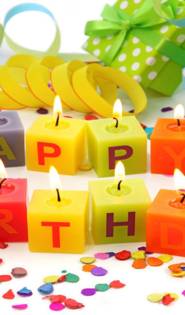 Candles with congratulations on birthday