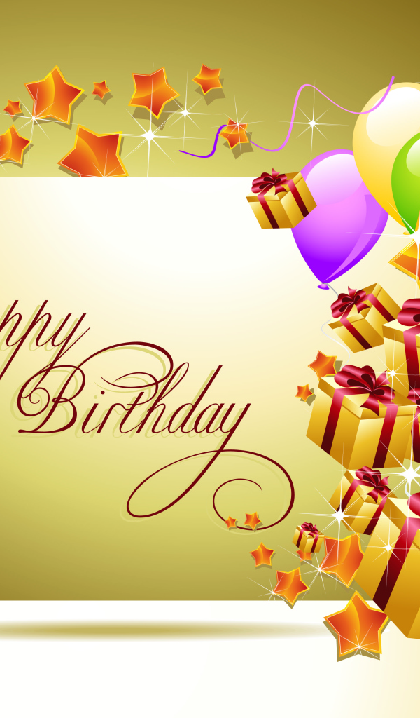 Поздравление на день рождения, золотистый фон