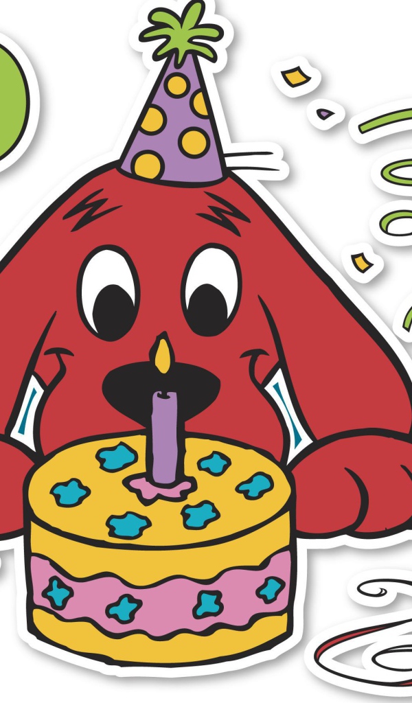 Пёс с тортом на день рождения