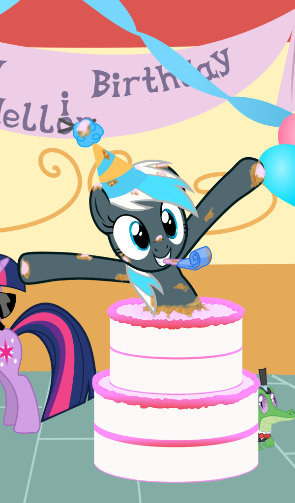 Счастливая пони на день рождения