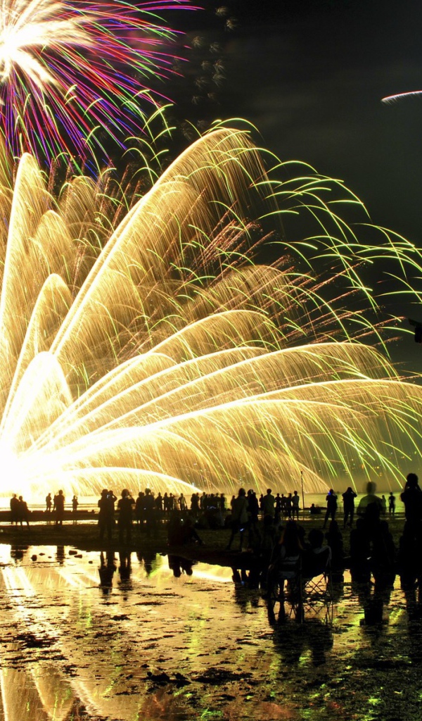 	 Fireworks in the form of a fountain