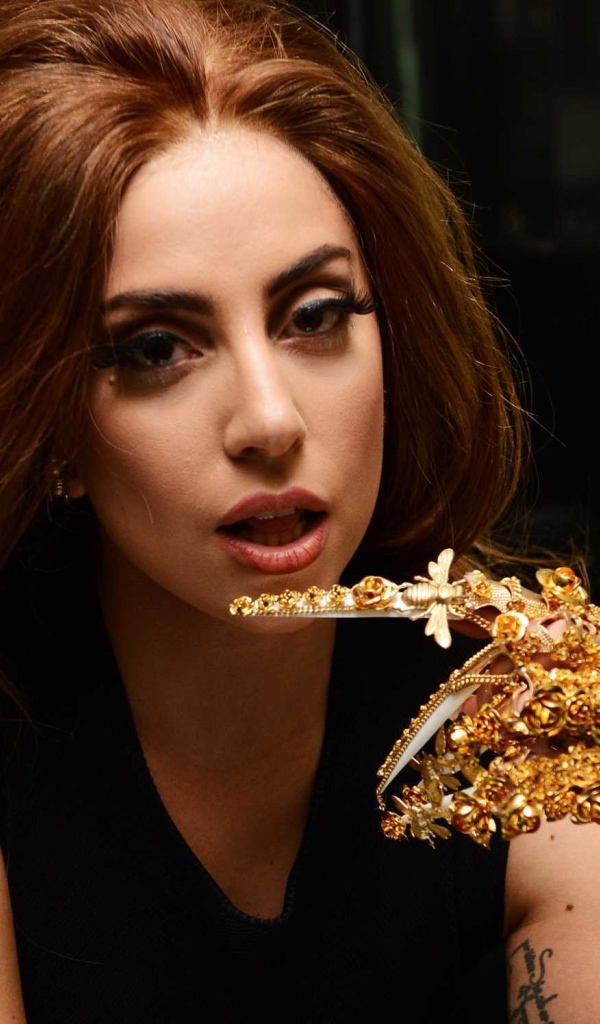 Singer Lady Gaga with brown hair