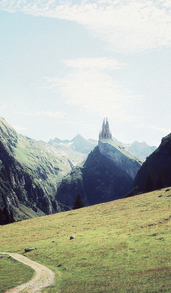 Горный ландшафт с дорогой