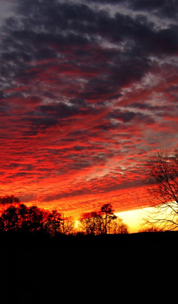 Багровые облака на закате