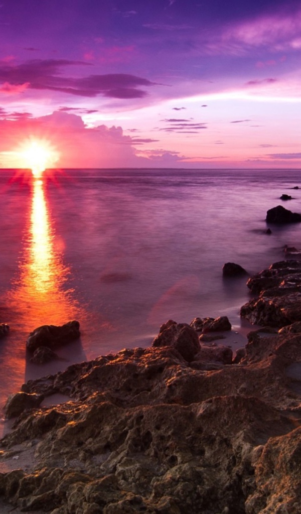 Розовый закат над морем