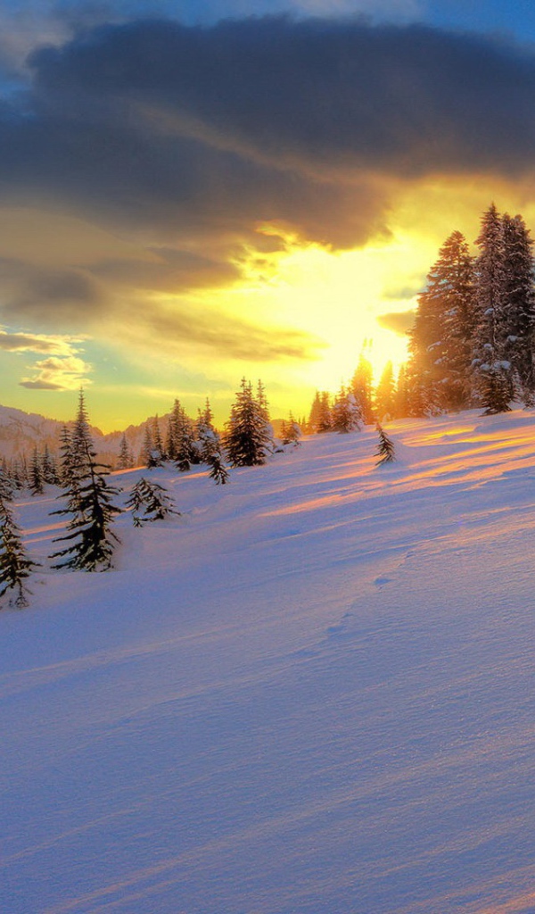 Закат на склоне горы