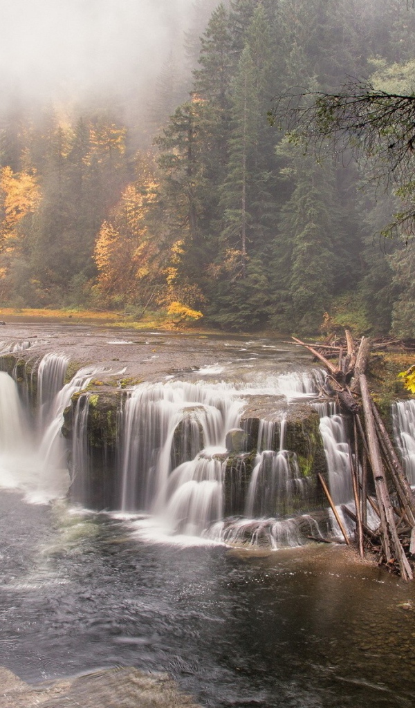 Пейзаж с водопадом на реке
