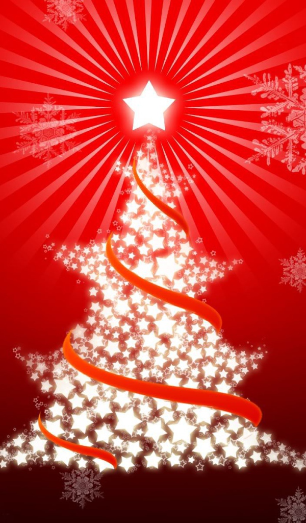 Новогодняя ёлка на красном фоне