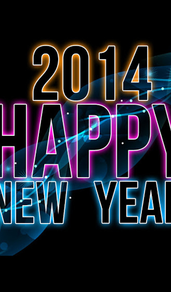 Счастливого Нового Года 2014, чёрный красивый фон