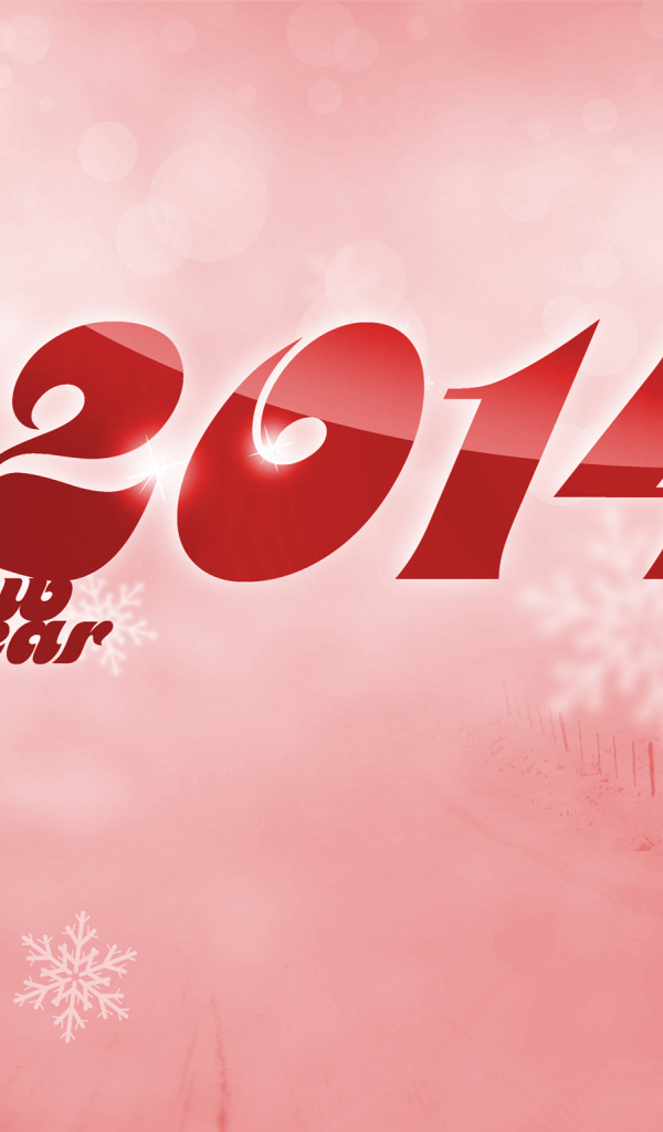 Счастливого Нового Года 2014, розовый фон и снежинки