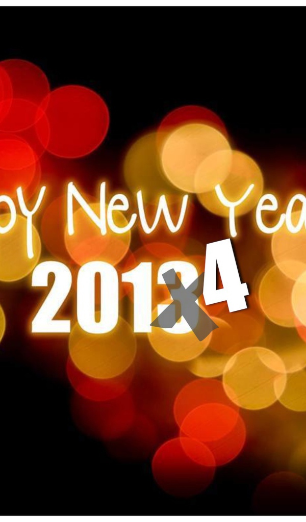 Счастливого Нового Года 2014, бокалы с шампанским и огни