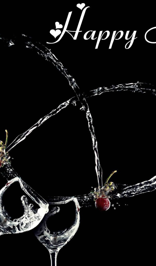 Счастливого нового года 2014, красивая картинка на чёрном фоне