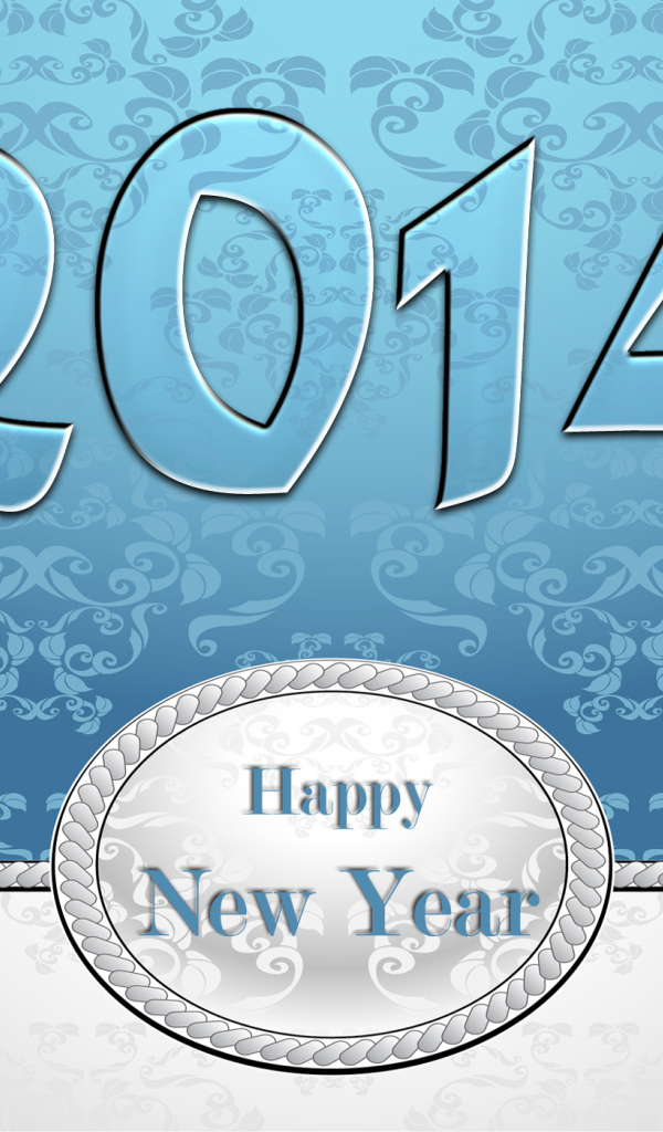 Счастливого нового года 2014, голубой и белый цвет