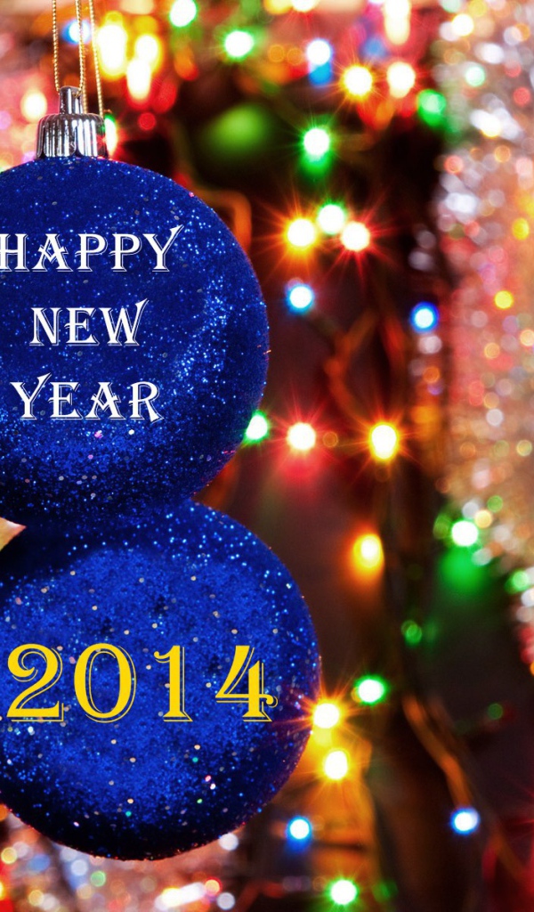 Счастливого Рождества и Нового Года 2014, синие ёлочные игрушки