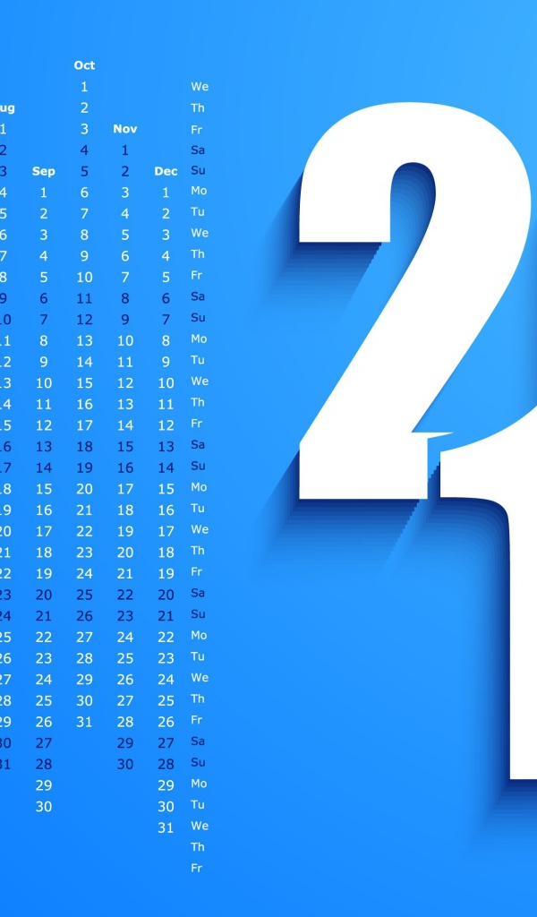 Новый год 2014, календарь на голубом фоне