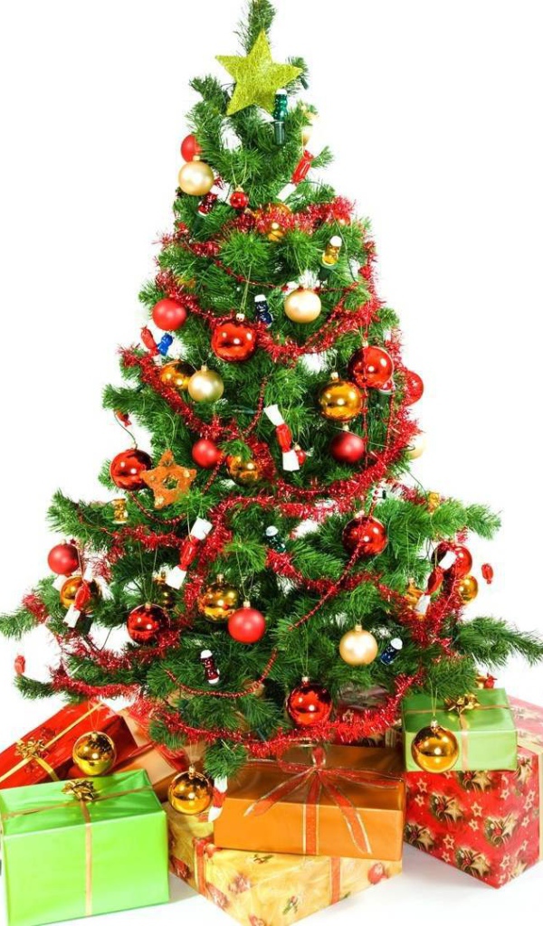 Новогодняя елка в ярком фоне