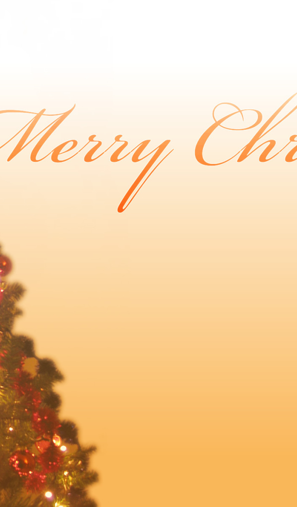 Новогодняя елка в оранжевом фоне