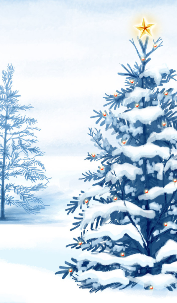 Новогодняя елка в зимнем лесу 2014