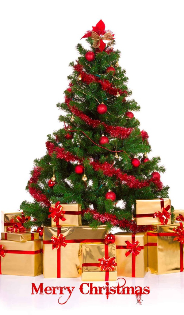 Новогодняя елка с желтыми подарки