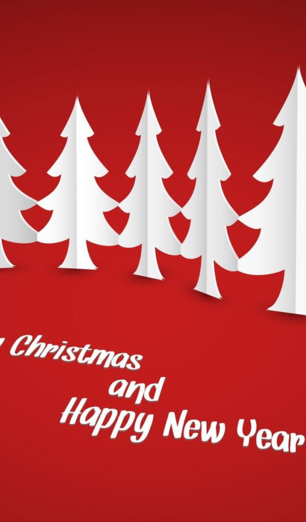 Белые ёлки на красном фоне