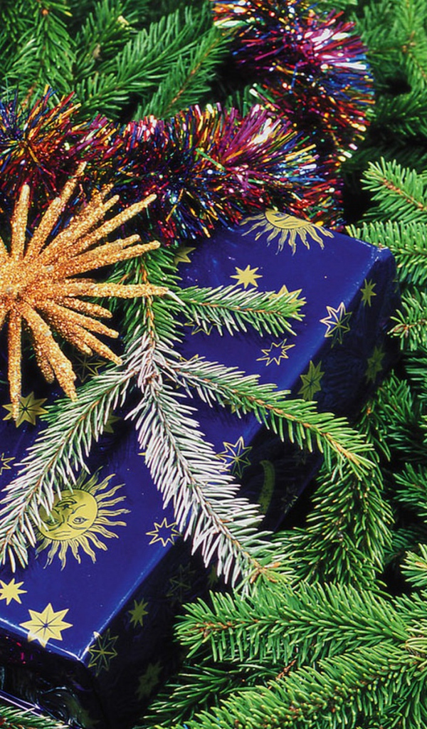 Подарок у елки на Новый год